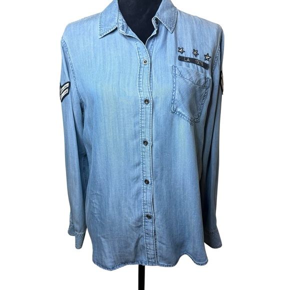 Rails | Military Blue Denim Button Down Shirt | Sz M - Picture 1 of 9
